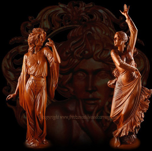  carving, Mahogany wood carvings, @copyright www.fredzavadilwoodcarving