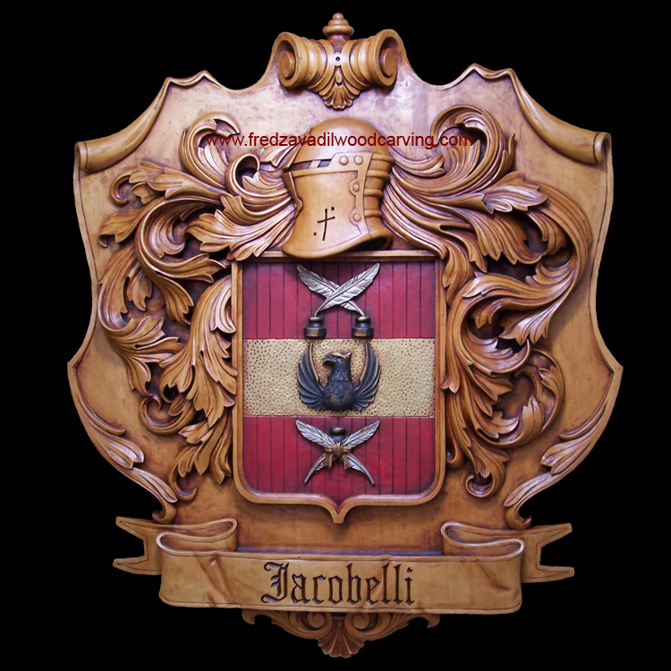 Carved family crest | Custom Wood Carving and Religious Sculptures